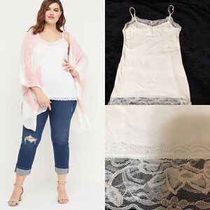 Lace Border cotton spandex Cami tank